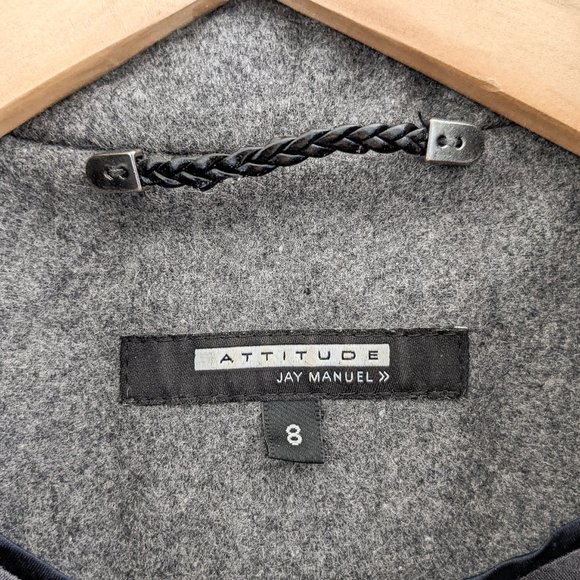 Attitude by Jay Manual Two-tone Grey Wool Blend Coat, Size 8 - Picture 5 of 7